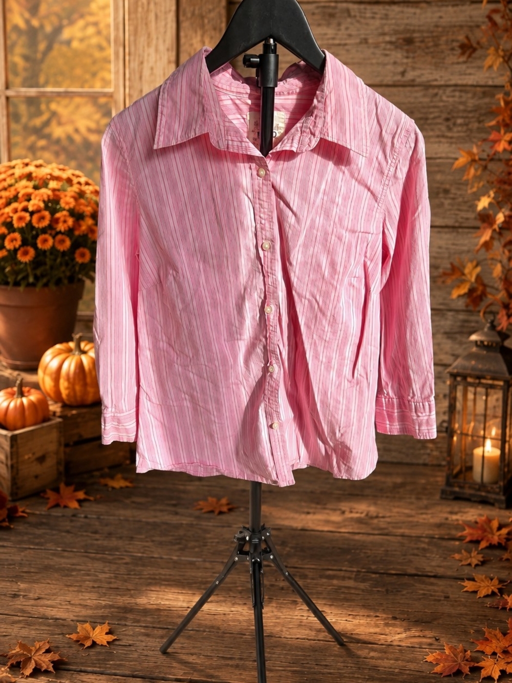 Izod Pink Striped Button-Down Shirt - Women's Top